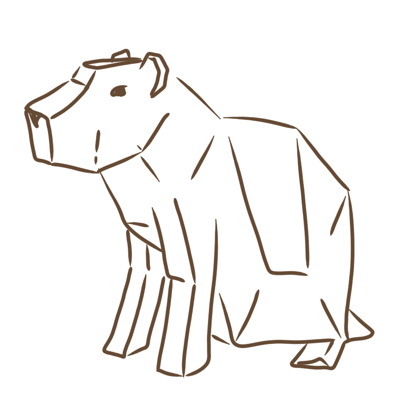 a capybara with particularly geometric line patterns around its body