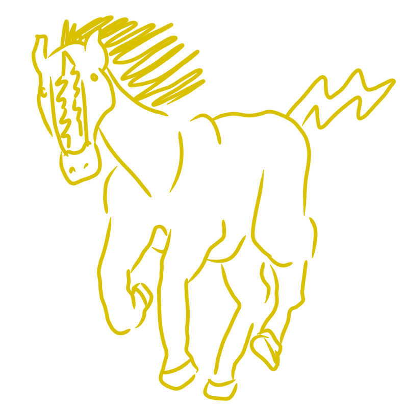 a horse with a lightning bolt tail