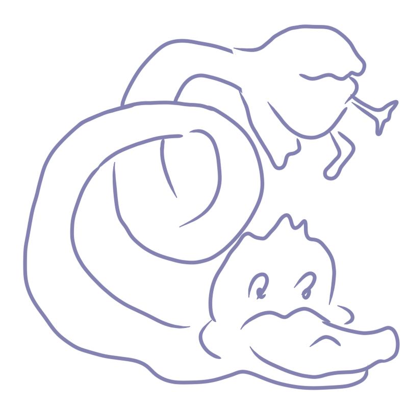 a duck with a neck that is doing a loop-de-loop
