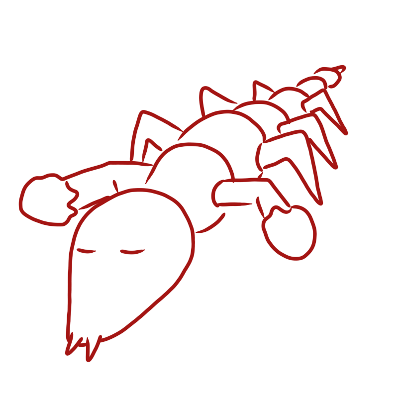 a bug with a long face and a pair of forelimbs that end apruptly with something rounded off