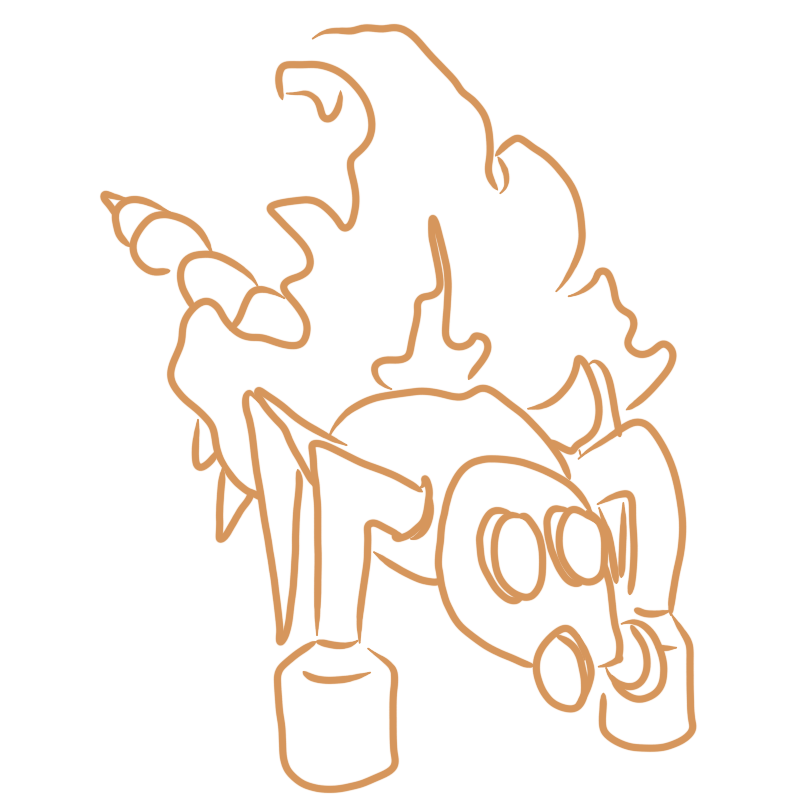 a bug with metal forelimbs and a large plume of fire coming from around midway down its back