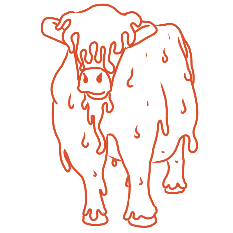 a cow with melting goop all over it