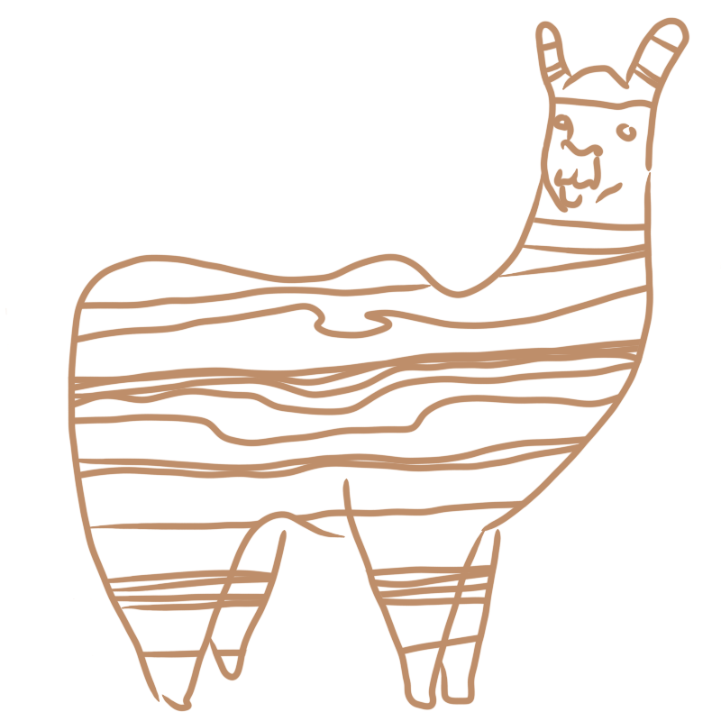 a llama with many horizontal lines that aren't always straight but also never cross