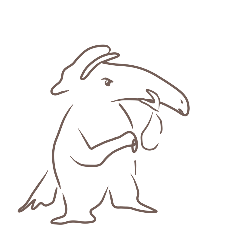 an anteater wearing a cap and looking pensive