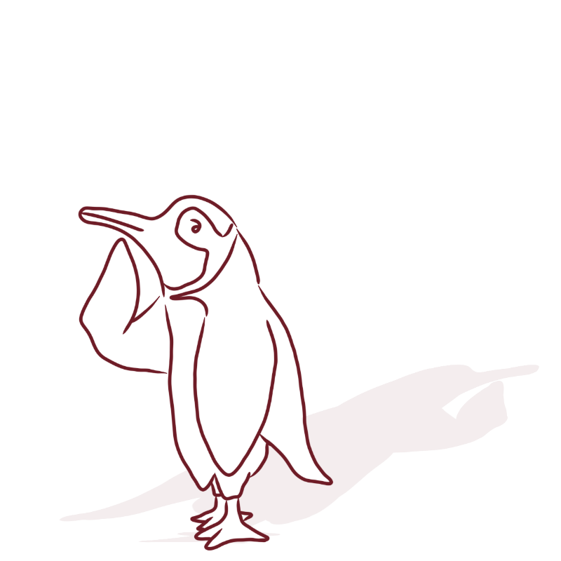 a penguin whose shadow is going the wrong way