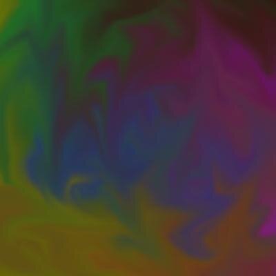a swirl of green, pink, blue, yellow, and orange